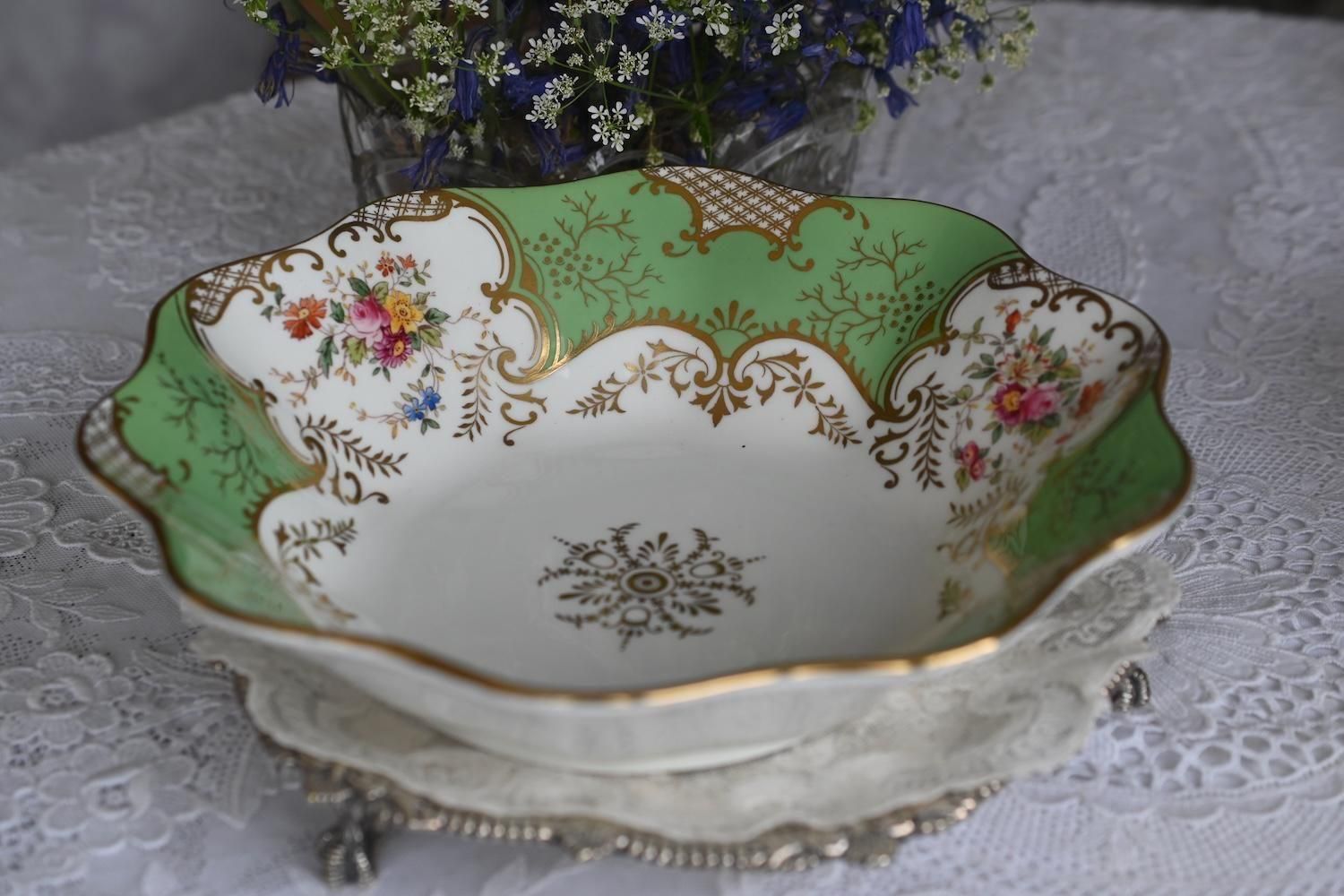 コールポート 1920年代 バットウィング グリーン フルーツボウル