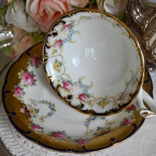 【専用】オールドニッポン 金盛り 花紋 チョコレートポット コバルト ゴールド 専用】オールドニッポン 金盛り 花紋 チョコレートポット