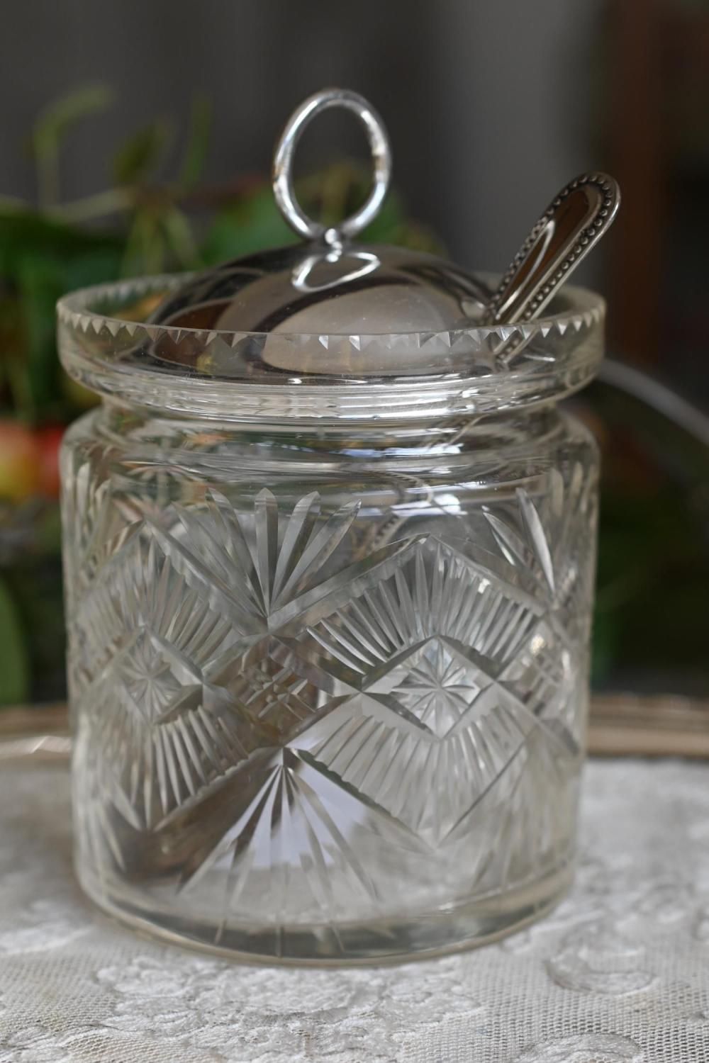 アンティーク ジャムポット ヴァセリンガラス 1880年頃 英国製 アンティーク ジャムポット ヴァセリンガラス 1880年頃 英国製