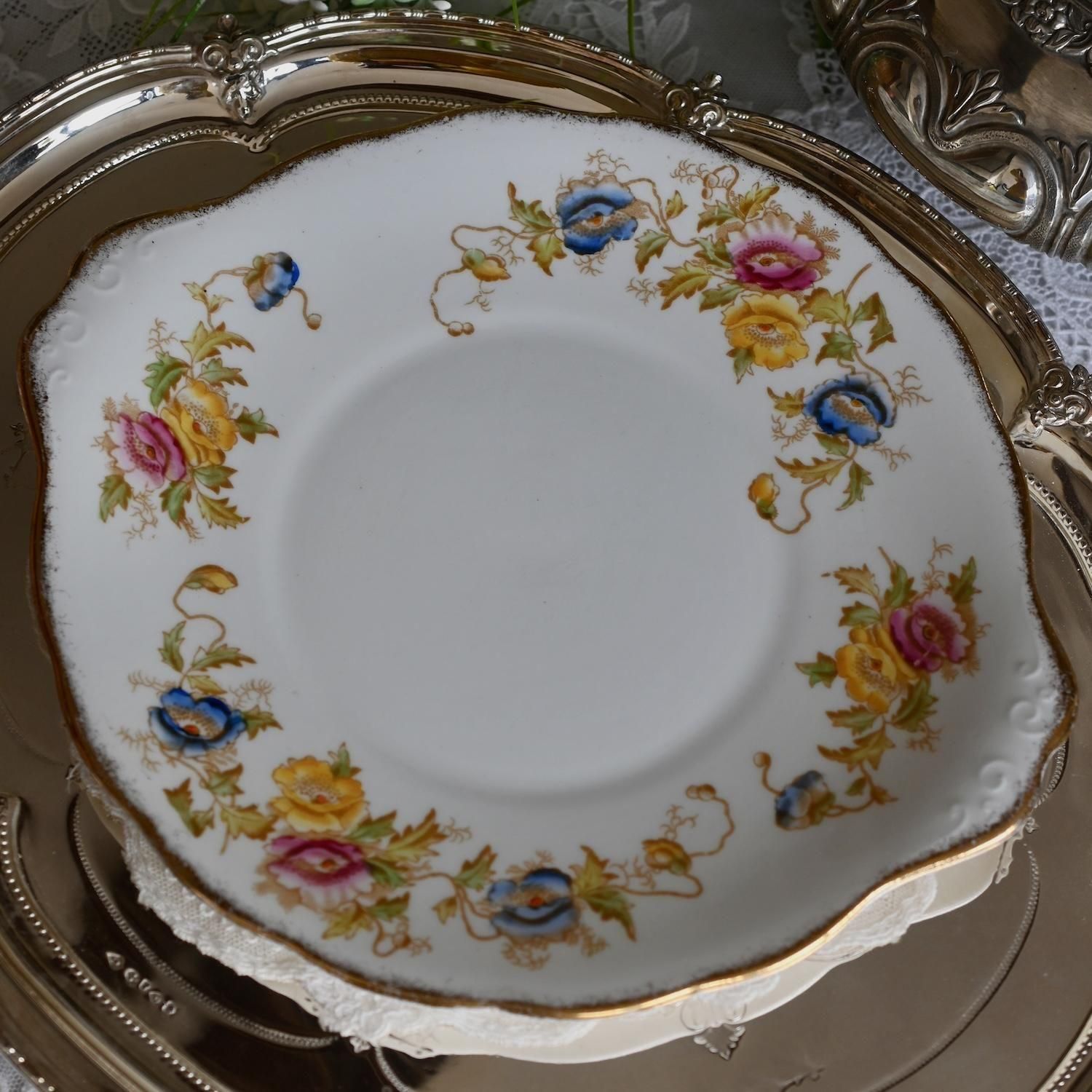 ロイヤルアルバートサンドイッチプレート　7枚セット 1900年初期 ロイヤルアルバート ポピーのお花模様のサンドイッチ