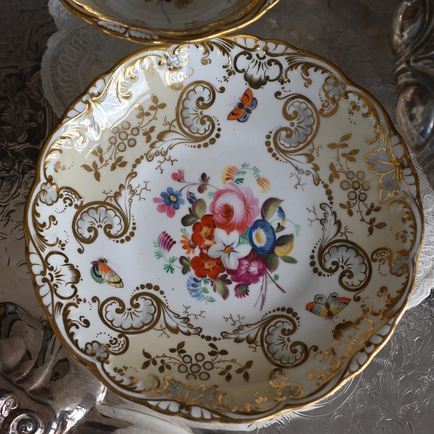 英国製アンティーク1830年　コールポート　アデレートシェイプ　取手付きプレート 1830年代・コールポート・アデレードシェイプ・コバルトと