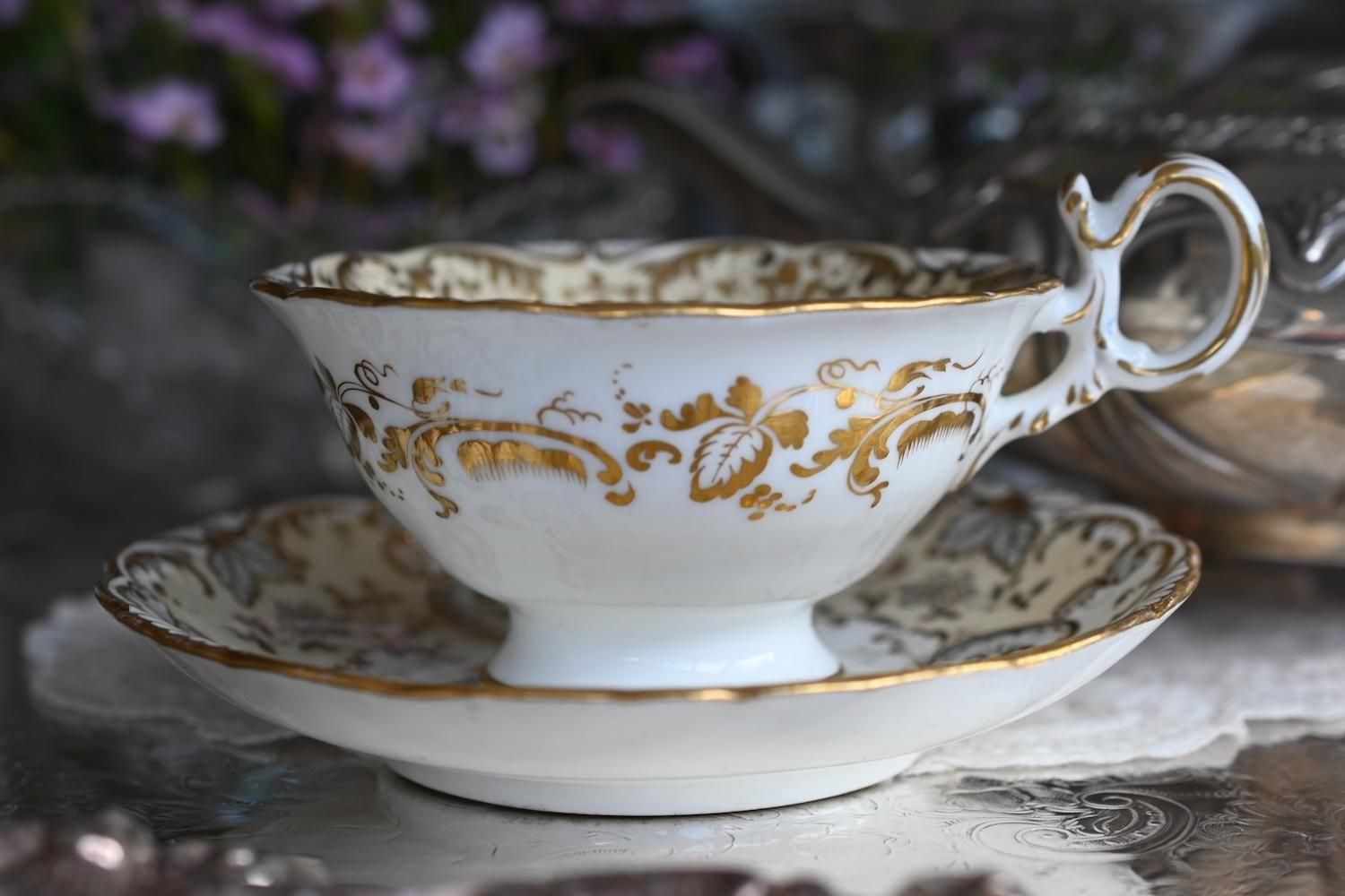 英国製アンティーク1830年　コールポート　アデレートシェイプ　取手付きプレート お買い得）金継ぎ用 1830年代 コールポート アデレードシェイプ 手描き