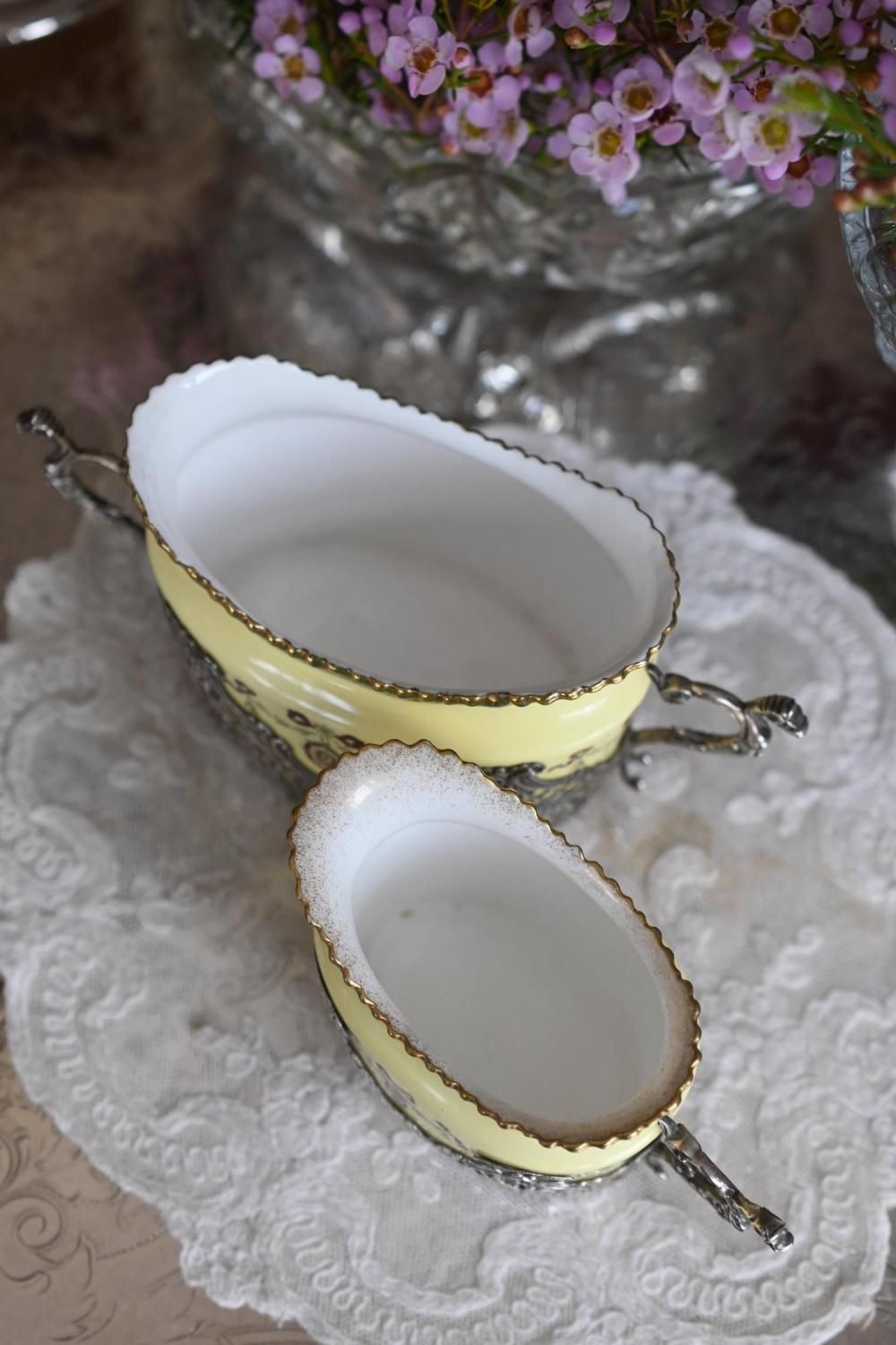 ロイヤルウースター・シルバーマウントティーポット3点セットを