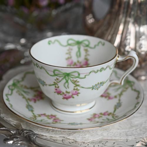 クラウンスタッフォードシャー  小花の可愛いミニチュアティーセット　バラ　勿忘草 Crown Staffordshire クラウンスタッフォードシャー ミニ薔薇の