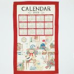 2023 ファブリック 壁掛け カレンダー A くま 赤 プリント 布 約72cm×44cm
