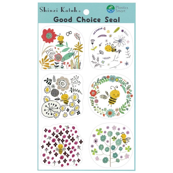 1㎝ゆうパケット15点のみ可】Good Choiceシール[花と蜜蜂] - 雑貨オンラインショップShinzi Katoh Collection