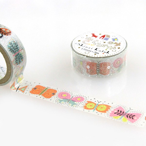 【3㎝ゆうパケット対応】きらぴかマスキングテープ[蝶々] - 雑貨オンラインショップShinzi Katoh Collection
