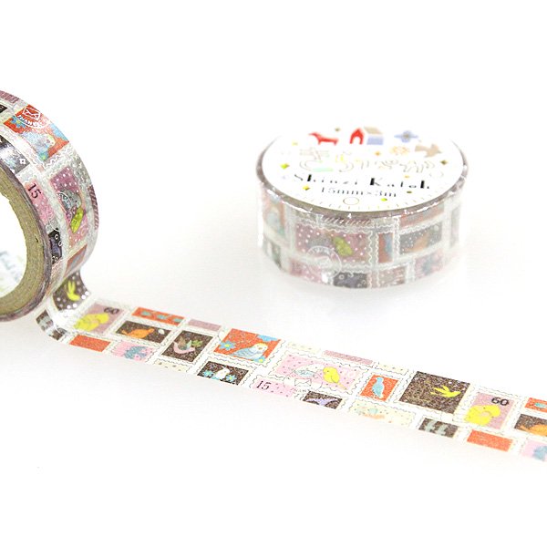 【3㎝ゆうパケット対応】きらぴかマスキングテープ[切手] - 雑貨オンラインショップShinzi Katoh Collection
