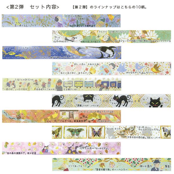 文学を歩くきらぴかマスキングテープ　30個セット - 雑貨オンラインショップShinzi Katoh Collection