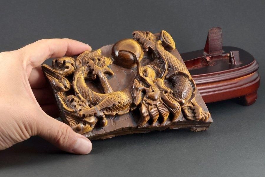 タイガーアイ 龍彫刻 置物 615g｜天然石 彫刻 通販 キラリ石