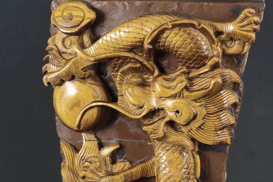 タイガーアイ 龍彫刻 置物 615g  - その他5枚目