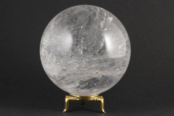 天然石 天然無色透明水晶丸玉 - 置物