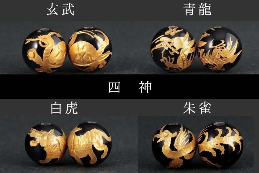 四神彫りオニキス12mm×タイガーアイ×水晶 天然石ブレスレット｜キラリ石