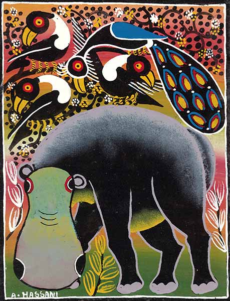 ティンガティンガ・アート 63「カバとアフリカの鳥～レインボー」by ...