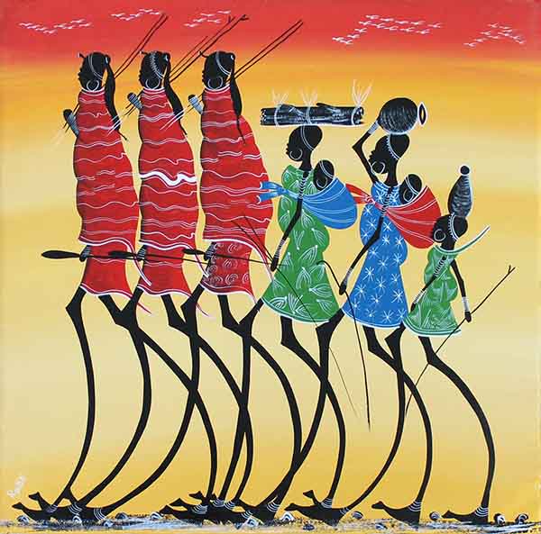 ティンガティンガ ケニア製 マサイ族 - 絵画/タペストリ