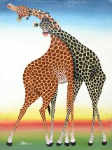 ティンガティンガ・アート 2030<br>「キリンのカップル」<br>by ムクラ<br>Lサイズ
