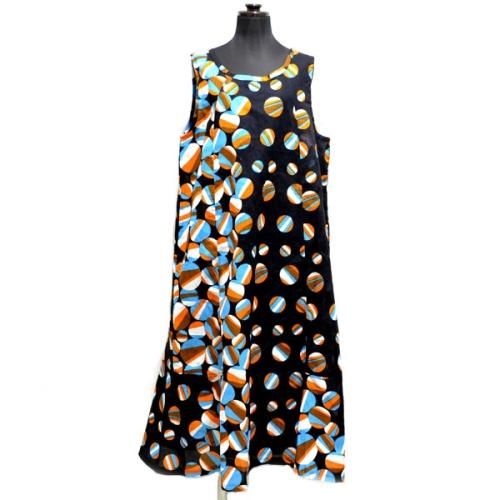 キテンゲ マーメイドノースリーブワンピース 3 ブラック ブルー フリーサイズ アフリカフェ バラカのセレクトショップ アフリカ雑貨 アフリカ布カンガ キテンゲ タンザニアコーヒー紅茶スパイス ティンガティンガアートonlineshop