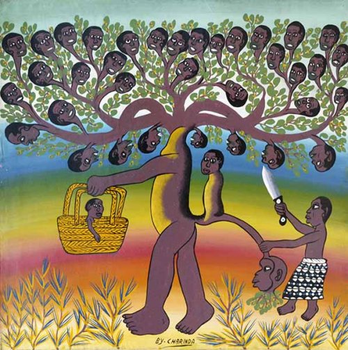 ティンガティンガ・アート 1963「歌うシャターニ～「アフリカの民話 