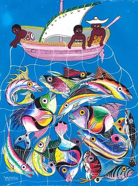 ティンガティンガ（海の生き物）59×59cm-