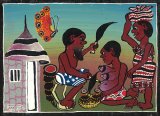 ティンガティンガ・アート 57<br>「アフリカの祈祷師〜ムガンガ」<br>by アモンデ<br>Mサイズ
