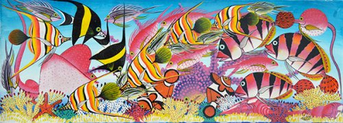 ティンガティンガ・アート 1688「アフリカの海～熱帯の魚たち」by 