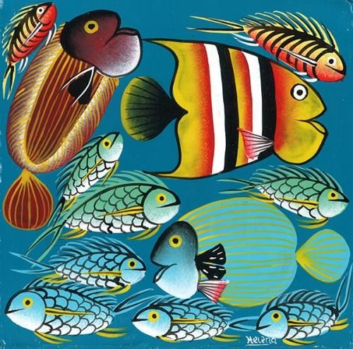 ティンガティンガ・アート 10233「アフリカの海～熱帯の魚たち」by