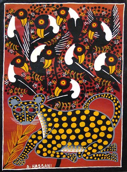 アフリカ伝統絵画ティンガティンガ「Cheetah」