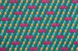 アフリカンプリント布 キテンゲ 8『プラム』（緑×ピンク）布 縦約105cm、横長さ1m単位で販売