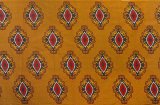 アフリカンプリント布 キテンゲ 27『ルビーの勲章』（黄×赤）布 縦約105cm、横長さ1m単位で販売