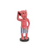 シャターニ人形 4 （ピンク×ブルー）<BR>アフリカの精霊・妖怪<br>ティンガティンガ・アートの立体彫刻
