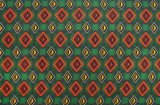 アフリカンプリント布 キテンゲ 57『ダワ』（緑×赤）布 縦約105cm、横長さ1m単位で販売