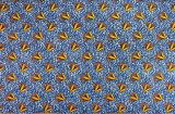 アフリカンプリント布 キテンゲ 59『風に吹かれて』（青×黄）布 縦約105cm、横長さ1m単位で販売