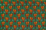 アフリカンプリント布 キテンゲ 80『コロネード』（緑×赤）布 縦約105cm、横長さ1m単位で販売