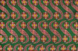 アフリカンプリント布 キテンゲ 83『花筏』（緑×赤）布 縦約105cm、横長さ1m単位で販売