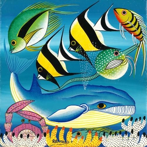 ティンガティンガ（海の生き物）59×59cm-