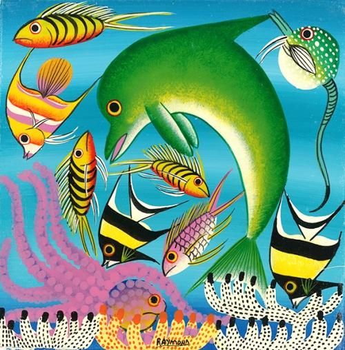 ティンガティンガ（海の生き物）59×59cm-