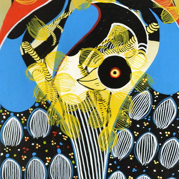 ティンガティンガアート 12059 「花の樹にとまる2羽のクジャク」-