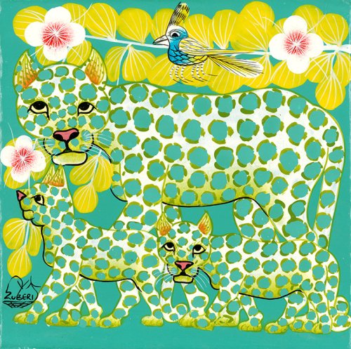 Green leopard family 』by Zuberi - 絵画/タペストリ