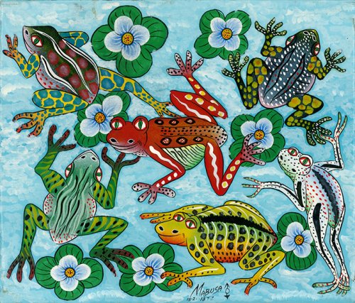 ティンガティンガ・アート 1「カラフルなカエルたち」by マブサMサイズ