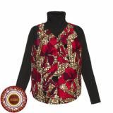 <img class='new_mark_img1' src='https://img.shop-pro.jp/img/new/icons15.gif' style='border:none;display:inline;margin:0px;padding:0px;width:auto;' />ステッチVネック ノースリーブブラウス 30<BR>(ブラウン×レッド)<br>キテンゲ◇ハイクオリティ◇