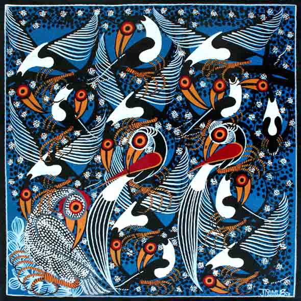 ティンガティンガ・アート 186「アフリカの鳥」by J.ミム.SLサイズ 