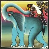 <img class='new_mark_img1' src='https://img.shop-pro.jp/img/new/icons15.gif' style='border:none;display:inline;margin:0px;padding:0px;width:auto;' />ティンガティンガ・アート 1683<br>「仔ゾウとアフリカの鳥」<br>by シャバーニ<br>Sサイズ