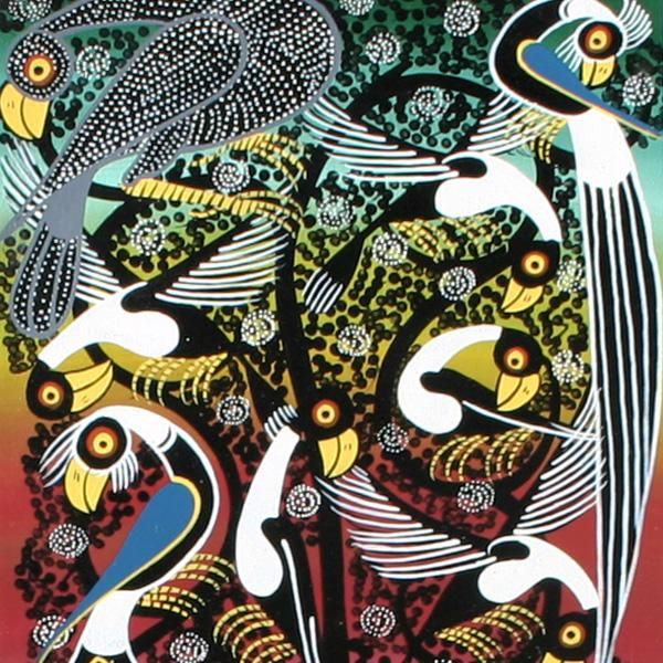 アフリカ 絵画 アート ティンガティンガ チワヤ レイヨウ 鳥