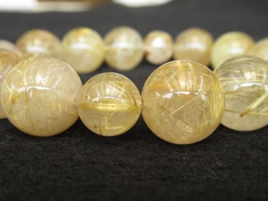 ルチルクォーツ 15mm玉、11mm玉使用 ブレスレット 商品番号：R-2