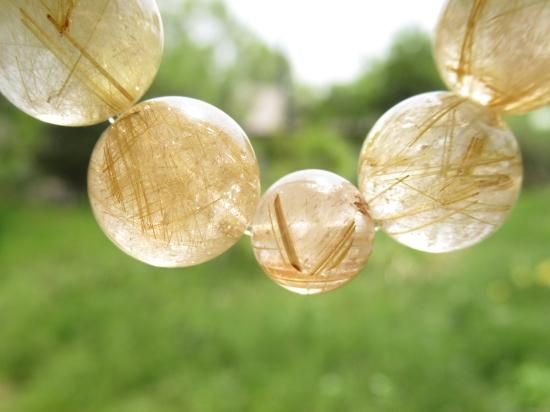 ルチルクォーツ 15mm玉、11mm玉使用 ブレスレット 商品番号：R-2