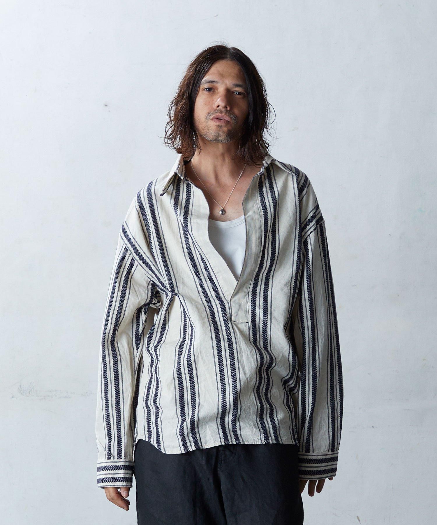 EGO TRIPPING ] リバースビーチシャツ / REVAES BEACHSHIRTS (moku black*beigel) -  MESSAROUND