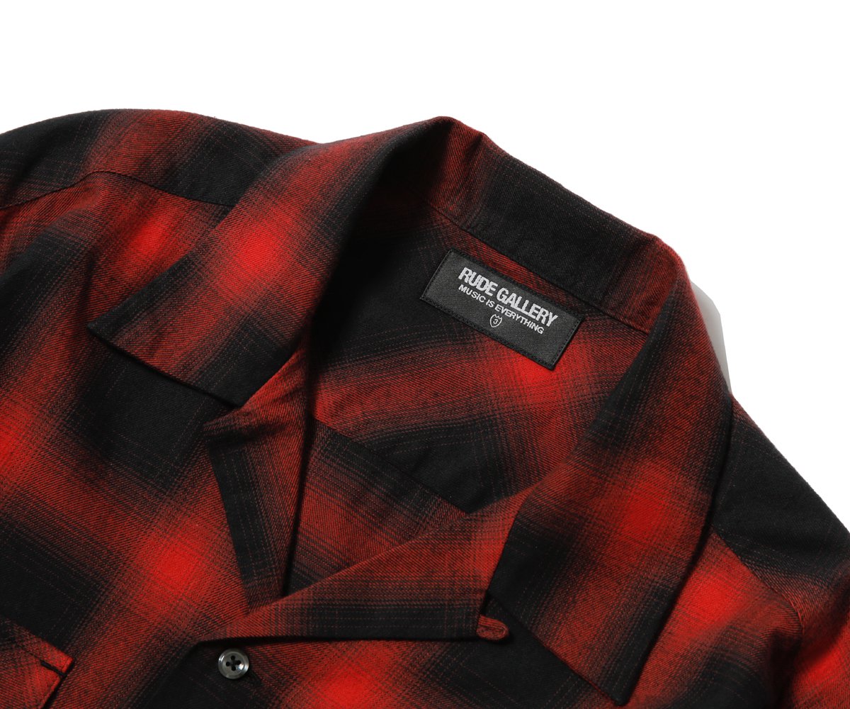 [ RUDE GALLERY ] オンブレチェックシャツ / OMBRE CHECK SHIRT (red) - MESSAROUND