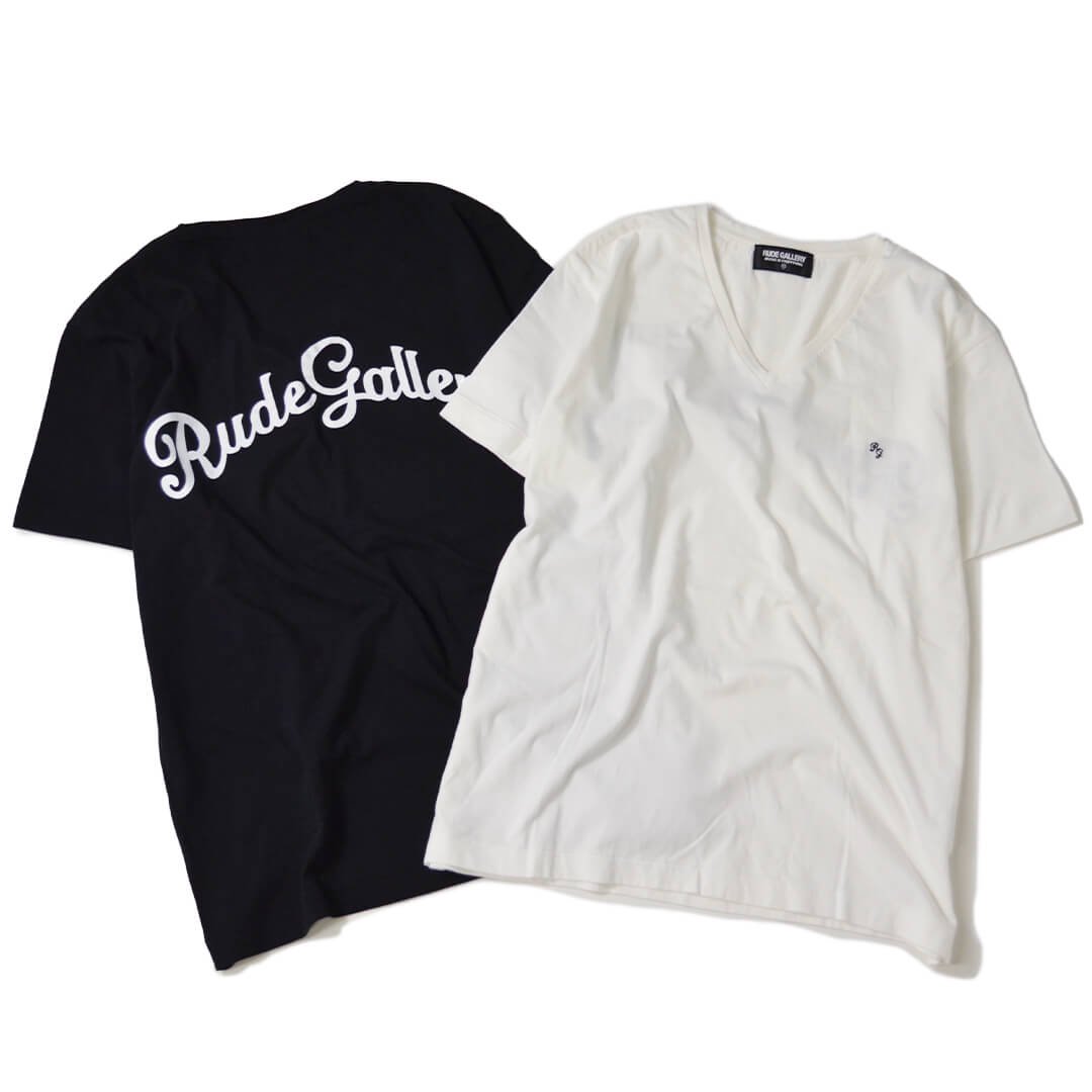 [ RUDE GALLERY ] ロゴ刺繍VネックTシャツ / LOGO EMB V NECK TEE - MESSAROUND