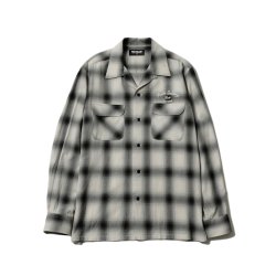 [ RUDE GALLERY ] オンブレチェックオープンカラーシャツ / OMBRE CHECK OPEN COLLAR SHIRTS (white)