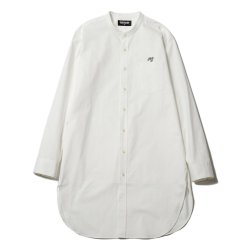 [ RUDE GALLERY ] ロゴ刺繍バンドカラーロングシャツ / LOGO EMB BAND COLLAR LONG SHIRT (white)
